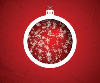 เวกเตอร์ฟรี Starflake ลายลูกบอลคริสต์มาสแขวนอยู่บนพื้นหลังสีแดง