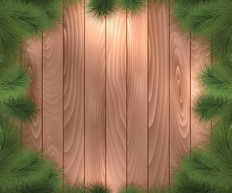 Vektor Gratis Pohon Natal Cabang Frame Pada Motif Kayu