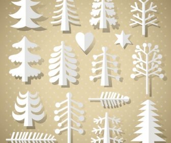 Bedava Vektör Noel Ağacı Kağıt Kesme Farklı Stil