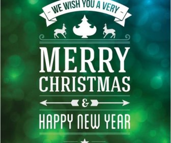 Cartaz De Desejo De Natal De Vetor Livre Em Verde E Azul De Fundo Elegante
