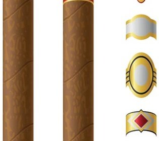 Maquette De Cigare Vecteur Libre Avec Des éléments De Conception D’étiquettes