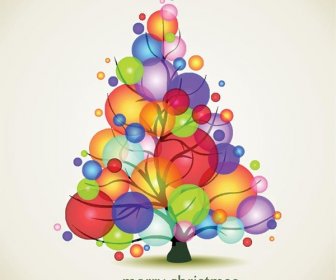 Free Vector Colorful Baloon Merry Christmas Tree