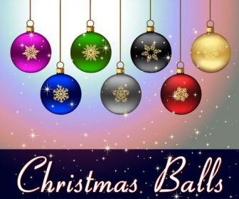 Free Vector Colorful Hanging Christmas Balls Decorations