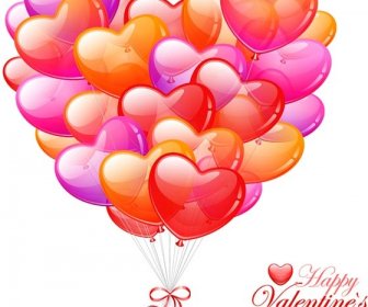 Bedava Vektör Renkli Kalp Balon Sevgililer Günü Başlığı