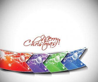 Free Vector Colorful Ribbon On Merry Christmas Background