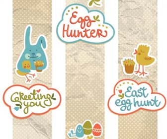 Kostenlose Vektor Niedliche Comic-glücklich Ostern Küken Und Ei Banner