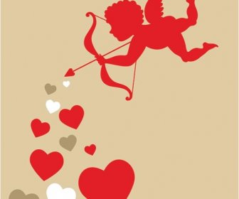 Vektor Gratis Lucu Cupid Mengirim Jantung Untuk Pecinta