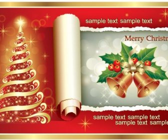 Kostenlose Vektor Schneiden Von Papier Mit Baum Weihnachtsgrußkarte