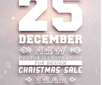Free Vector December Christmas Calligrahpic Poster Design