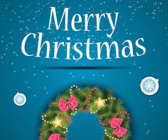 無料のベクター装飾クリスマス リース ブルー背景
