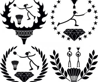 Free Vector Different Style Badminton Logo Design