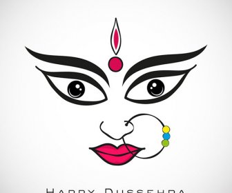 เวกเตอร์ฟรีทูร์คาหน้าอินเดียเทศกาล Dussehra บัตร