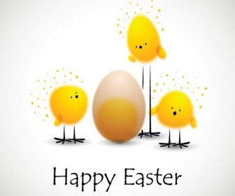 Free Vector Egg With Chicks Happy Easter Greeting Card