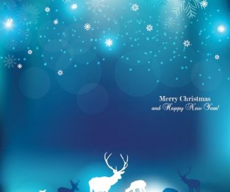 Free Vector Elegant Blue Christmas Background With Reindeer