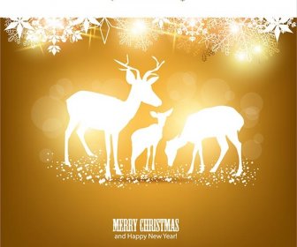 Бесплатные Векторные элегантный счастливого Рождества оленей пригласительный билет
