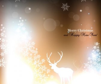 Free Vector Elegant Reindeer With Starflake Pattern Background
