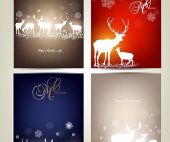 Бесплатные Векторные элегантный набор небольших веселые рождественские открытки
