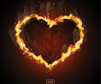 Free Vector Fire Made Abstract Love Heart Shape