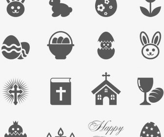 Kostenlose Vektor Flache Farbe Set Von Easter Icons