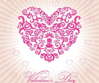 Free Vector Floral Art Heart Shape Valentine Day Greeting Card