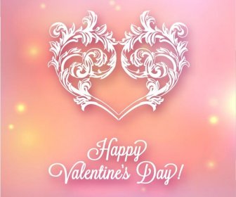 Free Vector Floral Art Heart Shape Valentine8217s Day Love Card