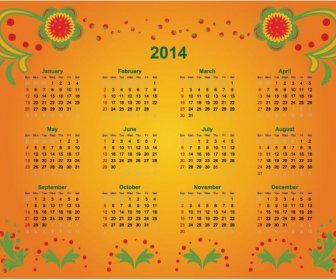 Calendario De Orange14 De Elementos De Diseño Floral De Vector Libre