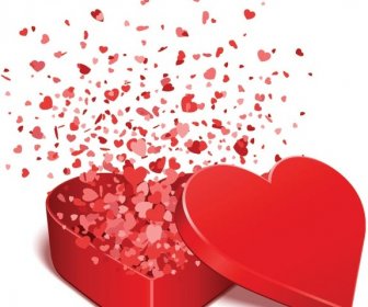 Vetor Livre Voando Coração Com Papel De Parede O Dia De Valentim Caixa Presente