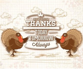 Free Vector Giving Thanks Today Tommarow Always Thanksgiving Card