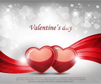 Vektor Gratis Mengkilap Jantung Dengan Gelombang Abstrak Merah Valentine8217s Wallpaper