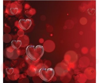 Free Vector Glossy Transparent Heart On Red Background