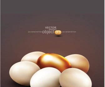 Free Vector Golden Glossy Egg With White Egg Easter Greeting Card