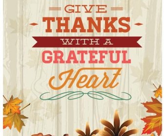 Free Vector Grateful With A Heart Happy Thanksgiving Poster
