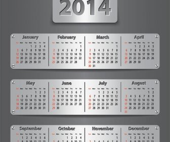 Free Vector Gray Steel14 Calendar Template