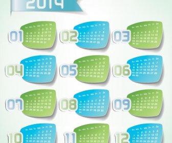 Kostenlose Vektor-grün Und Blau Card14 Kalender