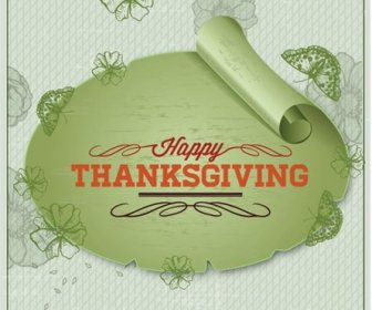 Free Vector Green Fold Paper Happy Thanksgiving Invitation Card