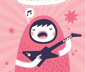 Kostenlose Vektor-Gitarrist Mädchen Singen Werden Mein Valentinsgruß