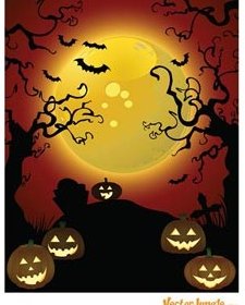 Vektor Gratis Halloween Latar Belakang Dengan Latar Belakang Labu Horor