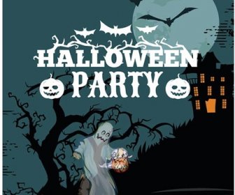 Vektor Gratis Halloween Partai Template Ilustrasi