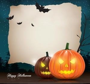 Free Vector Halloween Template With Glowing Pumpkin Set