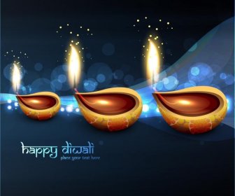 Modèle De Papier Peint Bleu Carte De Voeux Abstraite Vecteur Libre Joyeux Diwali