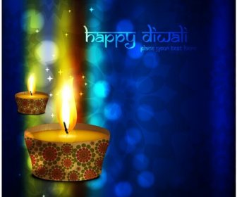 Tarjeta De Felicitación De Vector Libre Diwali Feliz Azul Fondo