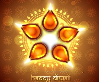 Free Vector Happy Diwali Greeting Card Design