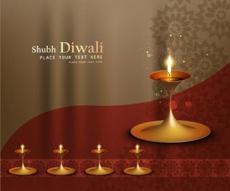 Vektor Gratis Happy Diwali Pola Judul Desain Poster