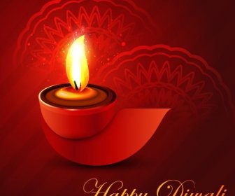 Plantilla De Tarjeta De Felicitación Roja De Diwali Feliz Vector Gratis