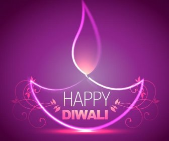 Free Vector Happy Diwali Shiny Pink Glowing Greeting Card