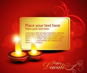 Vector Libre Feliz Diwali Diya De Plantilla Brillando Con Tarjeta