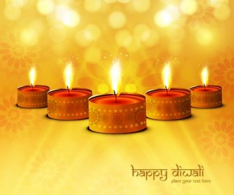 Kostenlose Vektor Happy Diwali Gelben Hintergrund Grußkartenvorlage