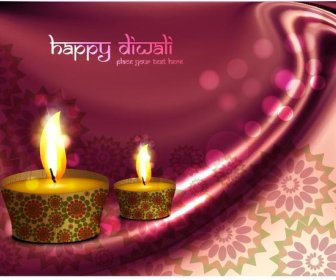 Free Vector Happy Diwalipink Floral Art Pattern Greeting Card
