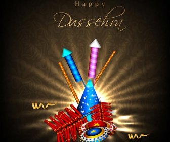 Free Vector Happy Dussehra Festival Fireworks Wallpaper