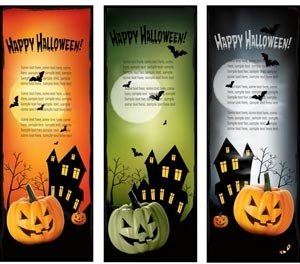 Vektor Gratis Happy Halloween Verticle Web Banner Ditetapkan